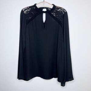 Torrid Womens Long Sleeve Blouse Plus Size 1X Lace Chiffon Flared Long Sleeve 1